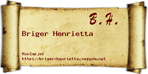 Briger Henrietta névjegykártya